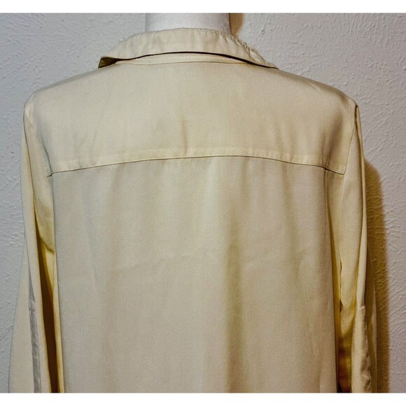 Soft Surroundings Size L Ivory Ruched Sleeve Shacket Oversized Buttons Timeless - Picture 9 of 14